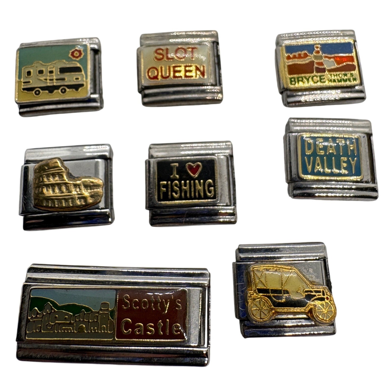 Vintage Italian Charm Lot 8pc Stainless Steel Zoppini Travel Slot Queen Fishing