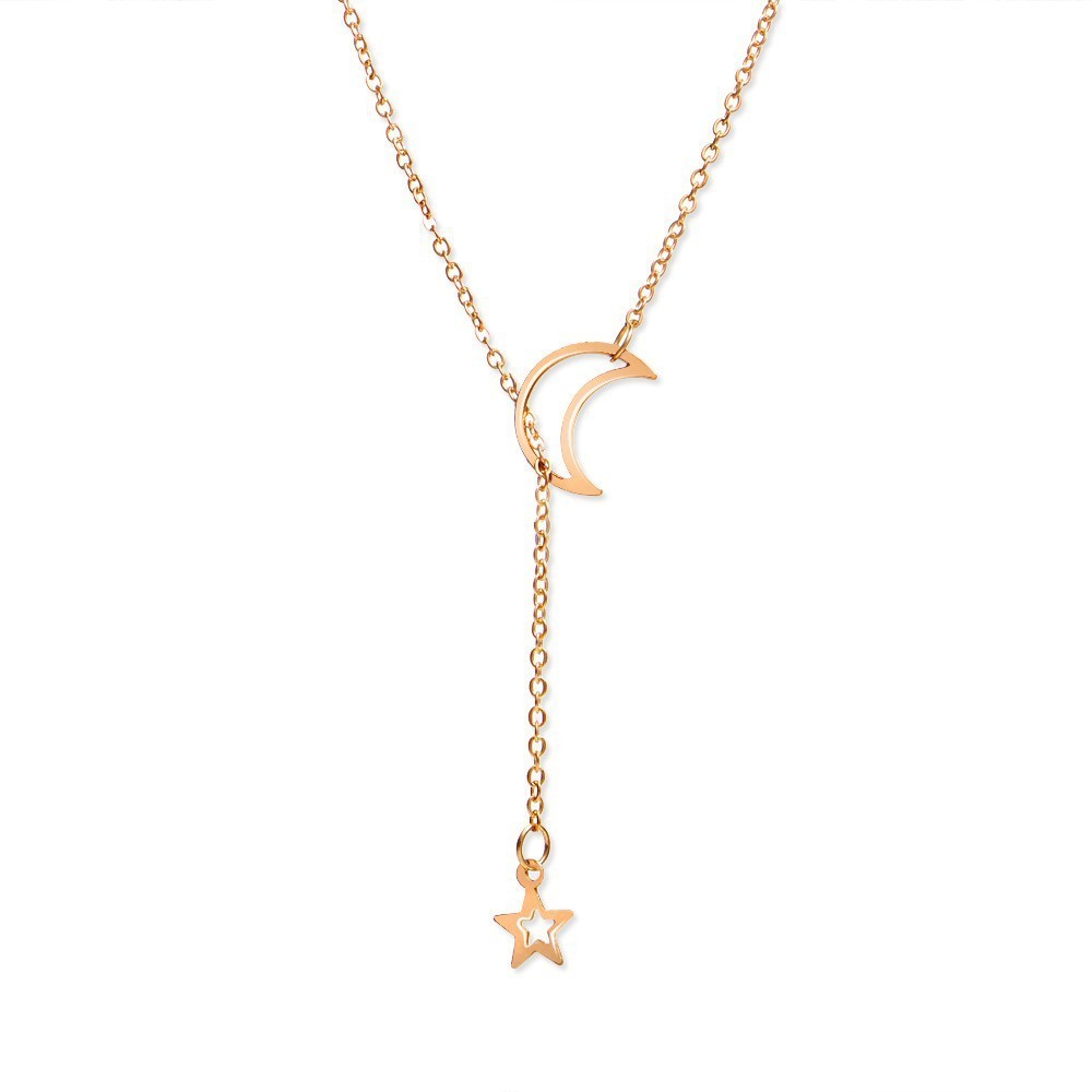 1Pcs Moon & Star Pendant Choker, Elegant Short Chain for Women Bulk