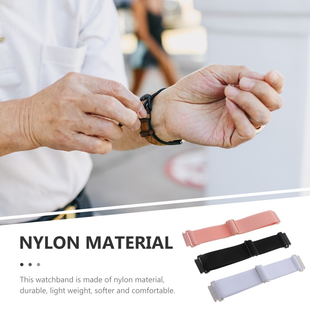 3Pcs Reusable Nylon Watchband Adjustable Strap for Smartwatch Assorted Colors