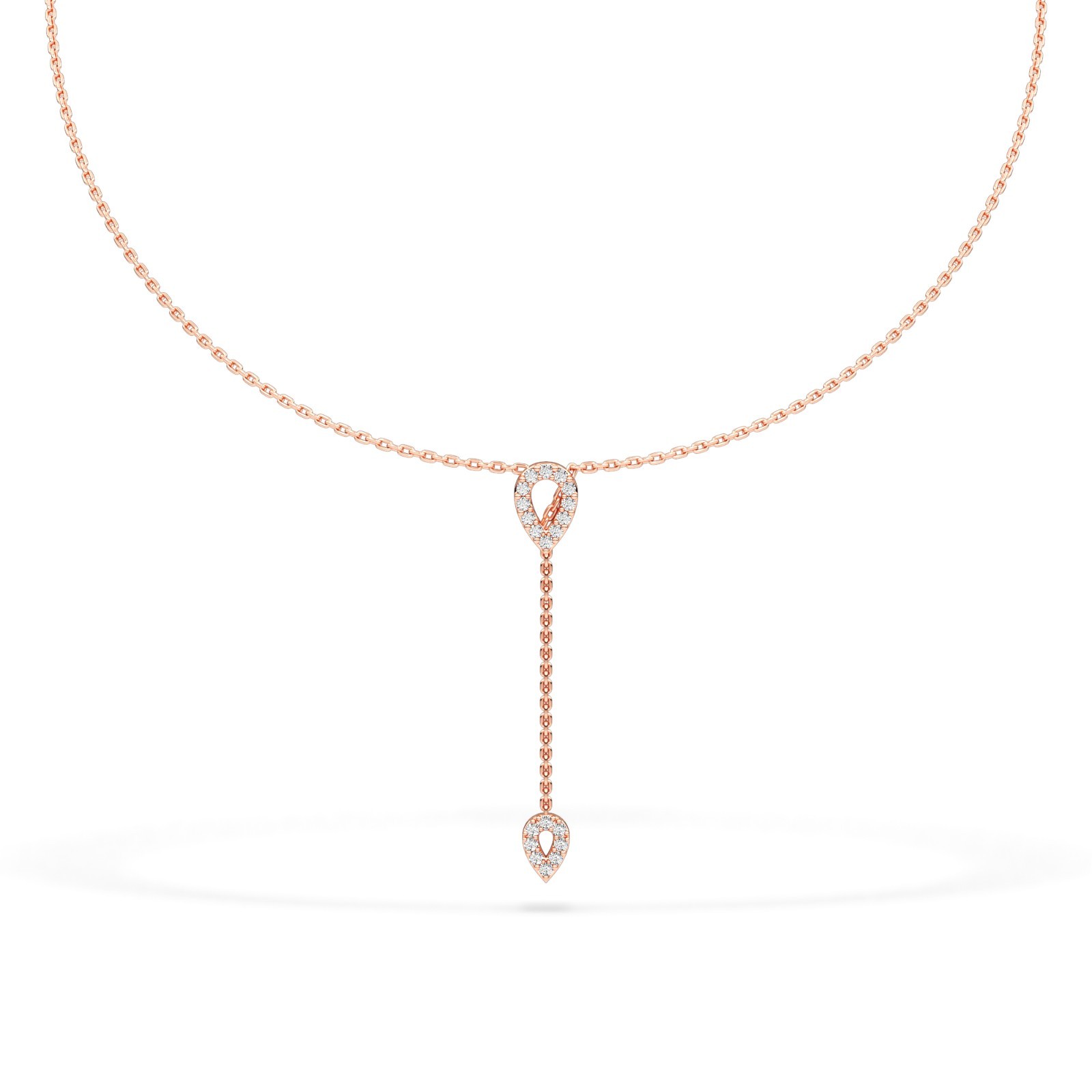 Modern Pear Shape Natural or Lab Grown Diamond Y Drop Necklace 10K 14K 18K Gold