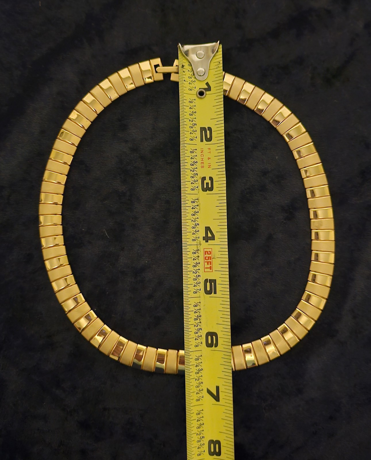 VTG 1990’s Goldtone Choker Necklace Elegant Boss Lady Brushed & Glossy
