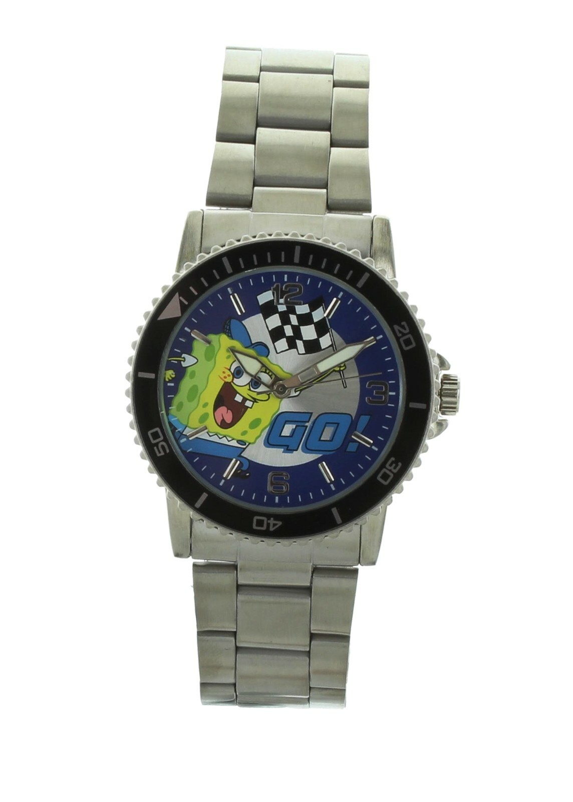Boys casual Sponge bob watch silver tone stainless steel finish band SBP336