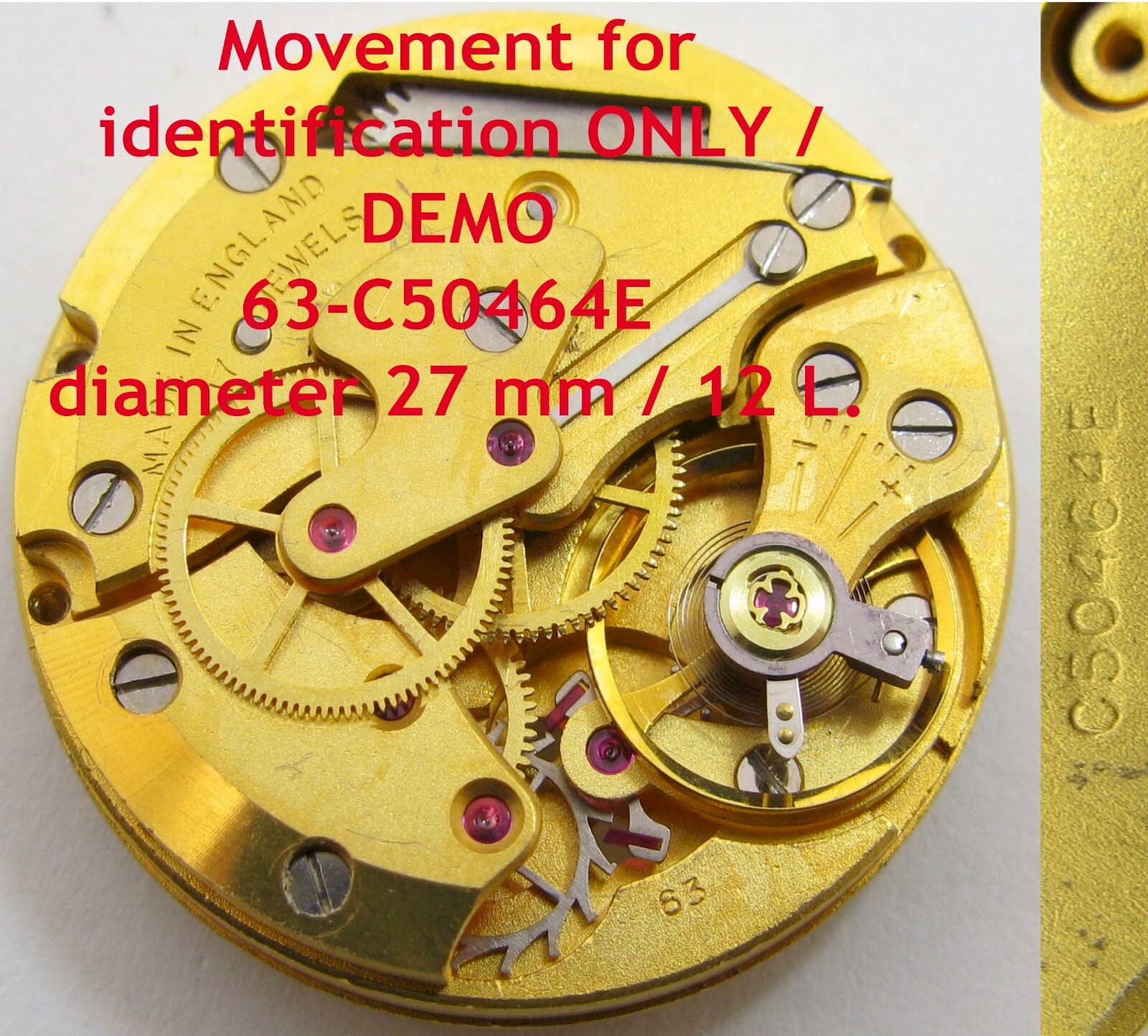 Smiths 12″ C50464E 17 jewels Watch movement part main plate #100