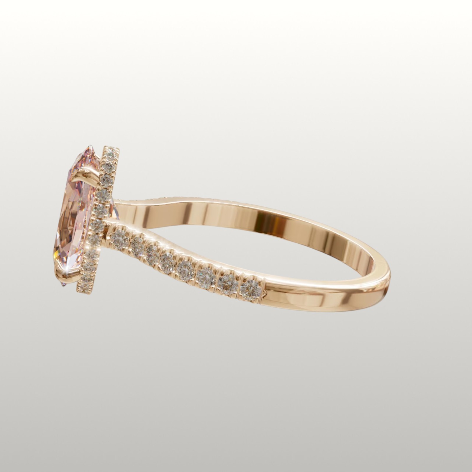 18k Yellow Gold Ring 4.90 Ct IGI Lab Created Fancy Intense Pink Oval Cut Diamond