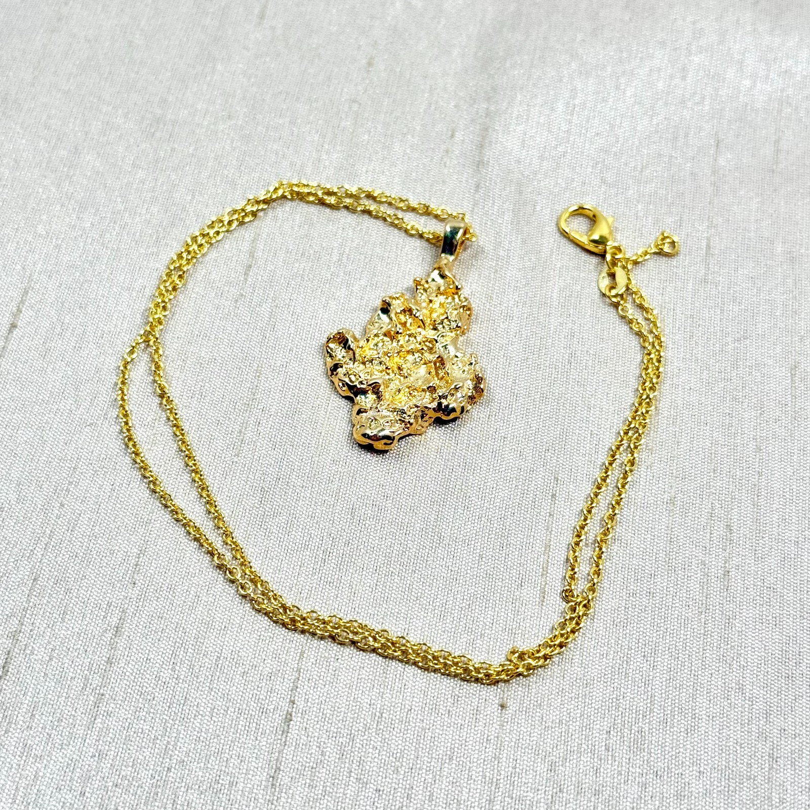 Gold Plated Nugget Pendant on Chain – Classic Bling Hip Hop Necklace – 18 in