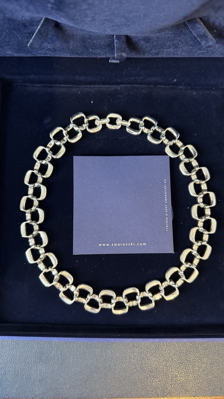 Swarovski Rhodium-Plated Stainless Steel Black White Crystal Collar Necklace