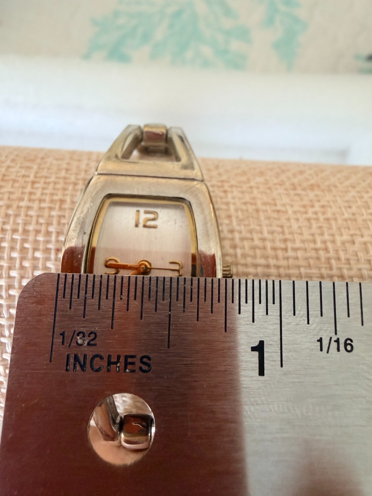 Vintage Silver Tone Open Link Bracelet Watch Gold Accent Japan Movt V377