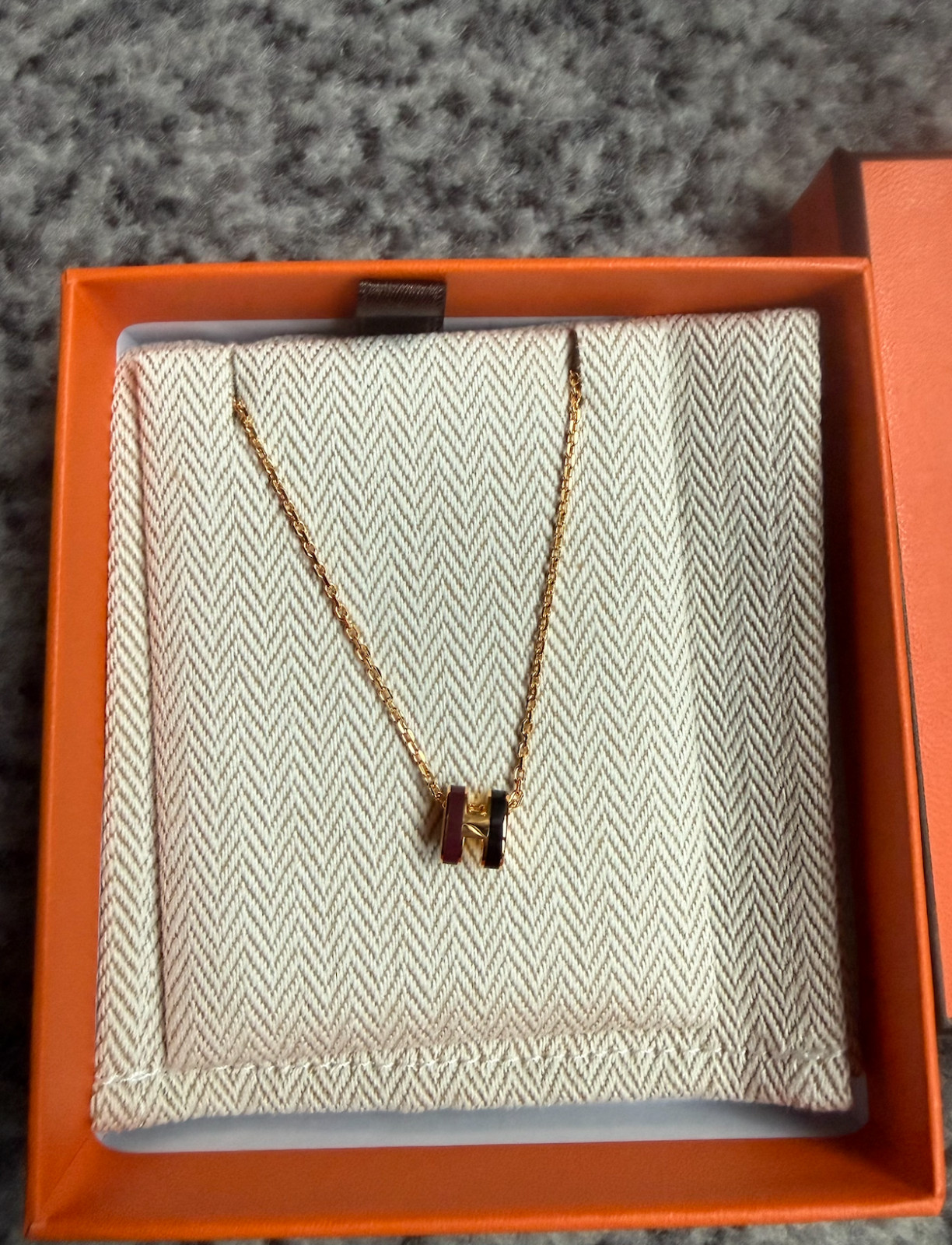 New HERMES Mini Pop H Rocabar Pendant Necklace Galaxie Gold Hardware GHW 2-tone