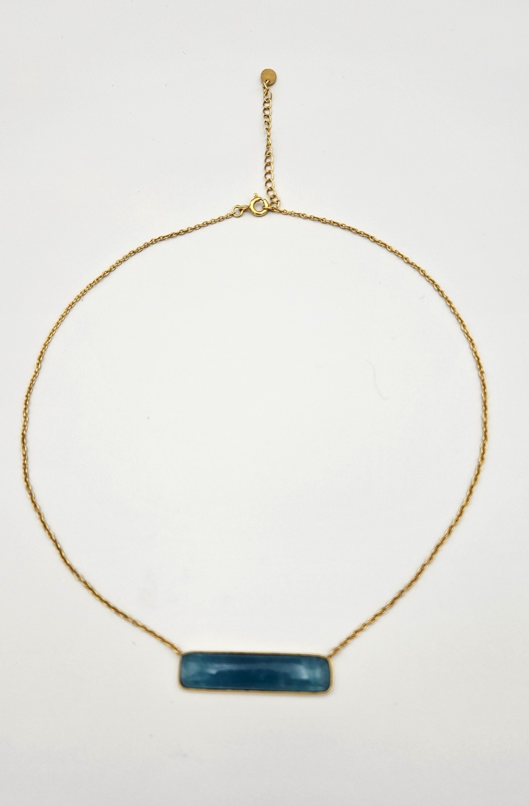 Argento Vivo Bar Pendant Necklace Gold Plated Silver Aquamarine