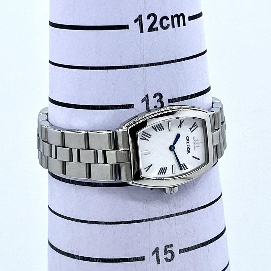Seiko Credor Signo 5A70-0AE0 Aqua Quartz Watch White Blue Hands Japan 0715576