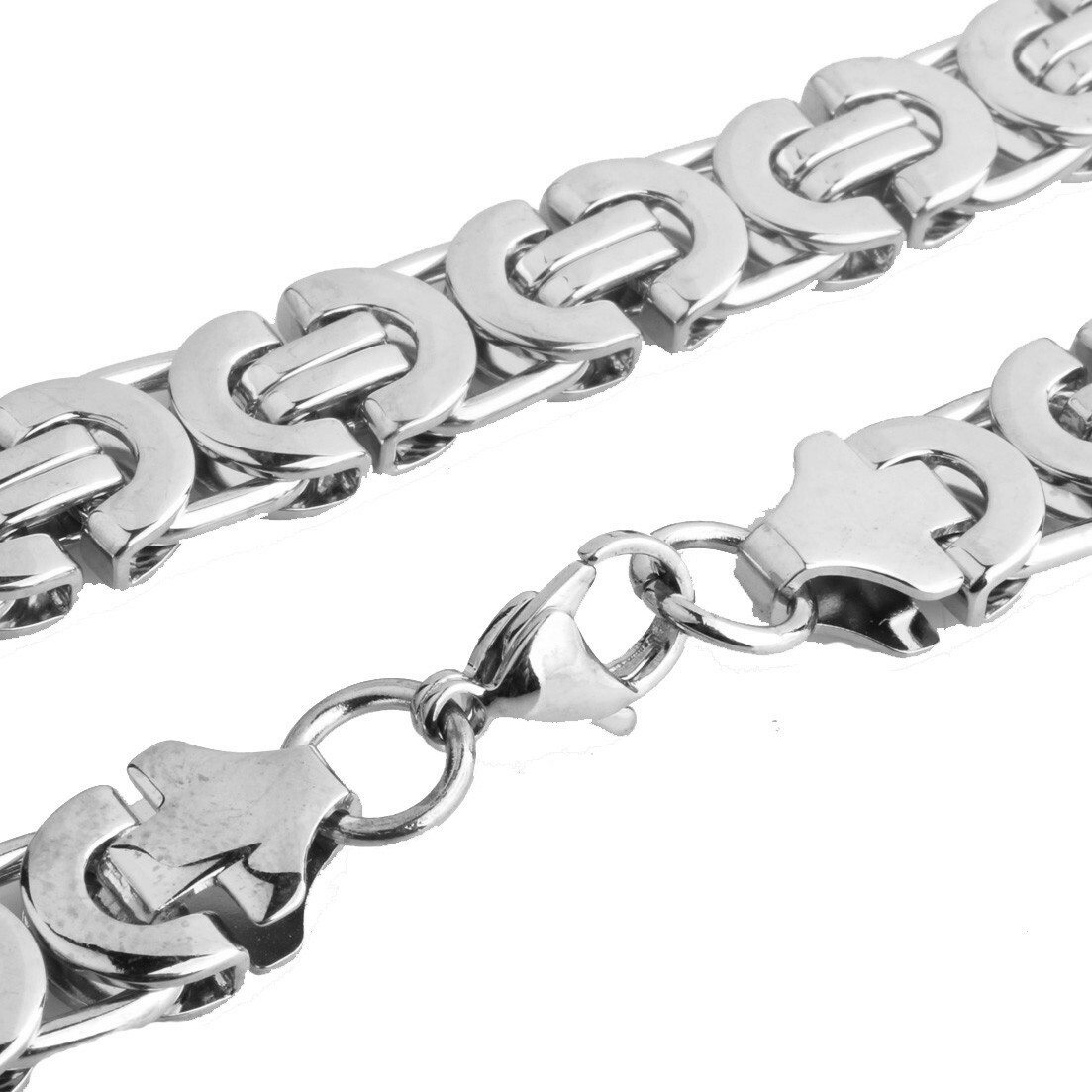 6/8/10mm Cut Flat Byzantine Chain Stainless Steel Women Men Necklace or Bracelet