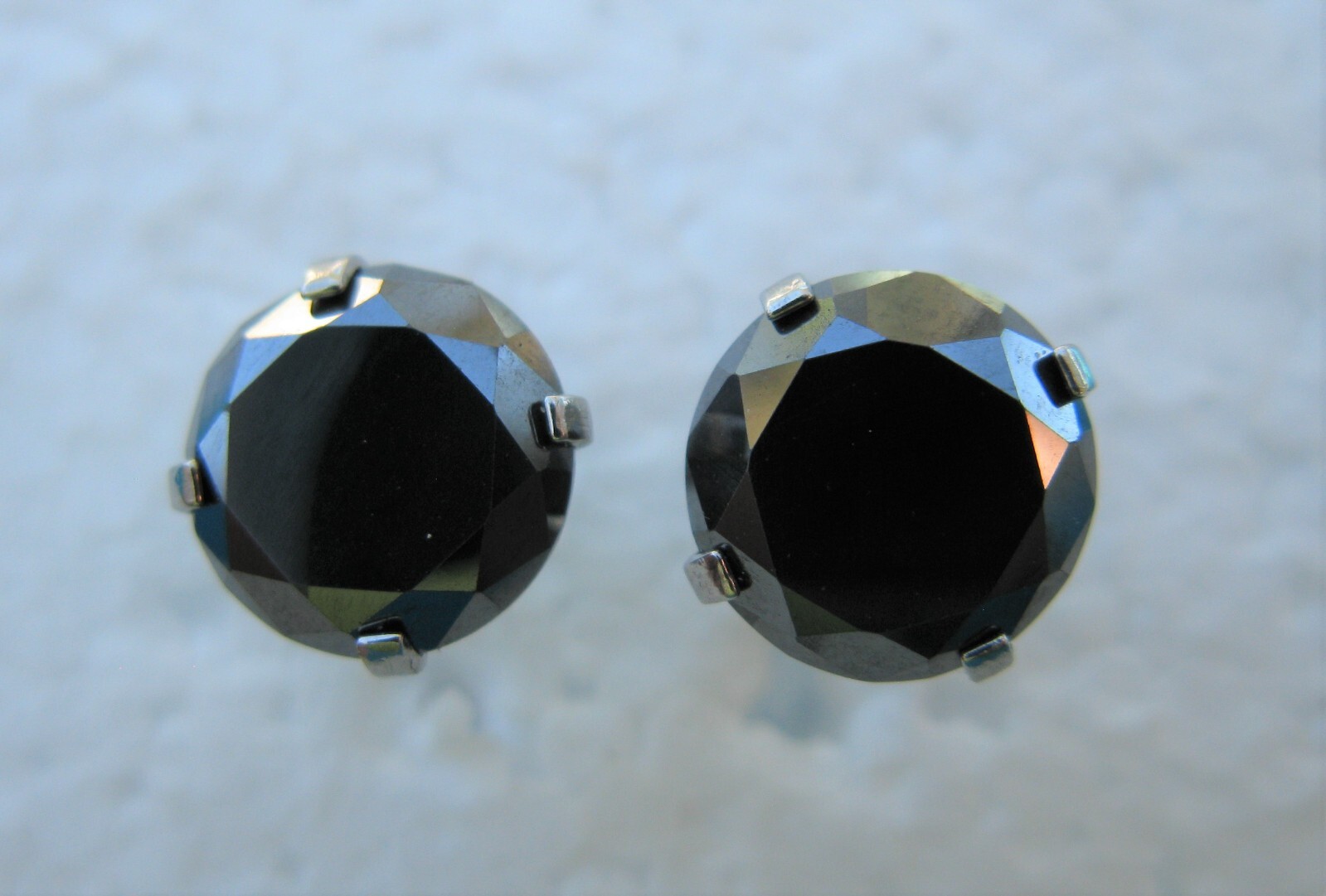 4.10ctw SCREW BACK 100% REAL BLACK DIAMOND EARRINGS,CERTIFICATE,FREE DIA TESTER