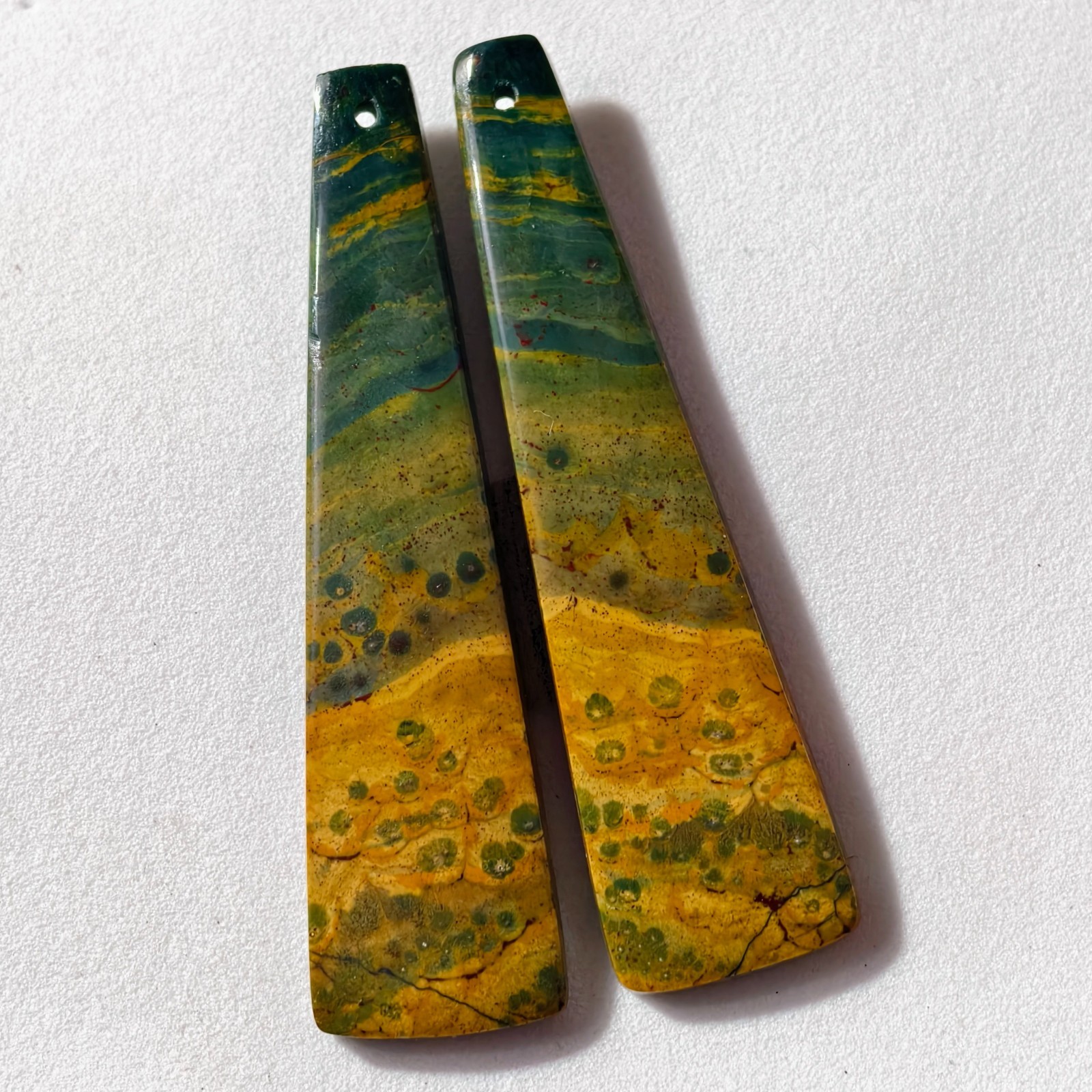 41 Cts Natural Ocean Jasper Drilled Match Pair Cabochon Gemstone 51.4 X 13.4 MM