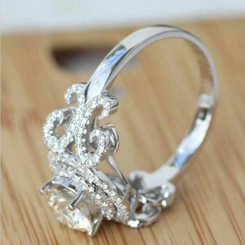 3.00Ct Round Lab-Created Halo Designer Engagement Ring 14K White Gold Finish
