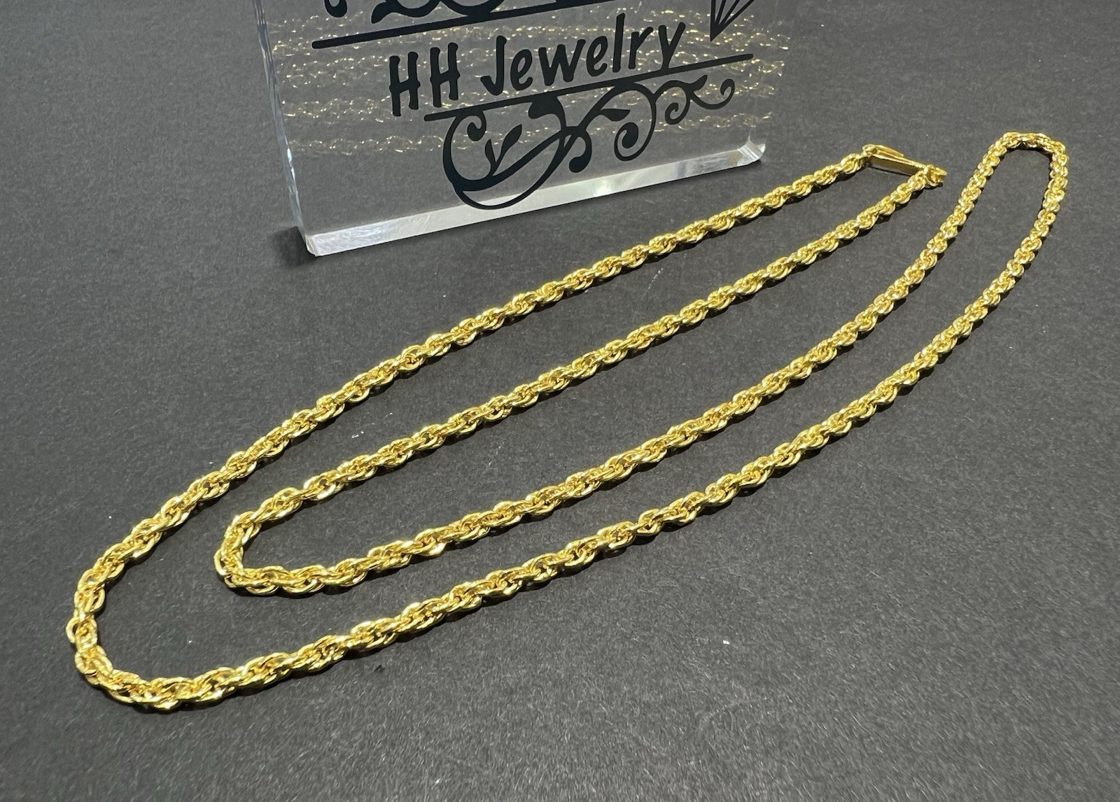 18K Yellow Gold Rope Spiga Chain Necklace 26 Inches