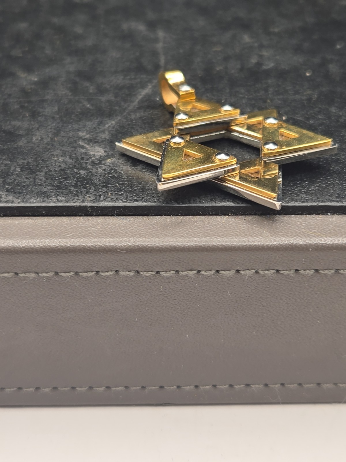 Karis Stainless Steel 2 Tone Star Of David 1.25 Inch Pendant (I-5)