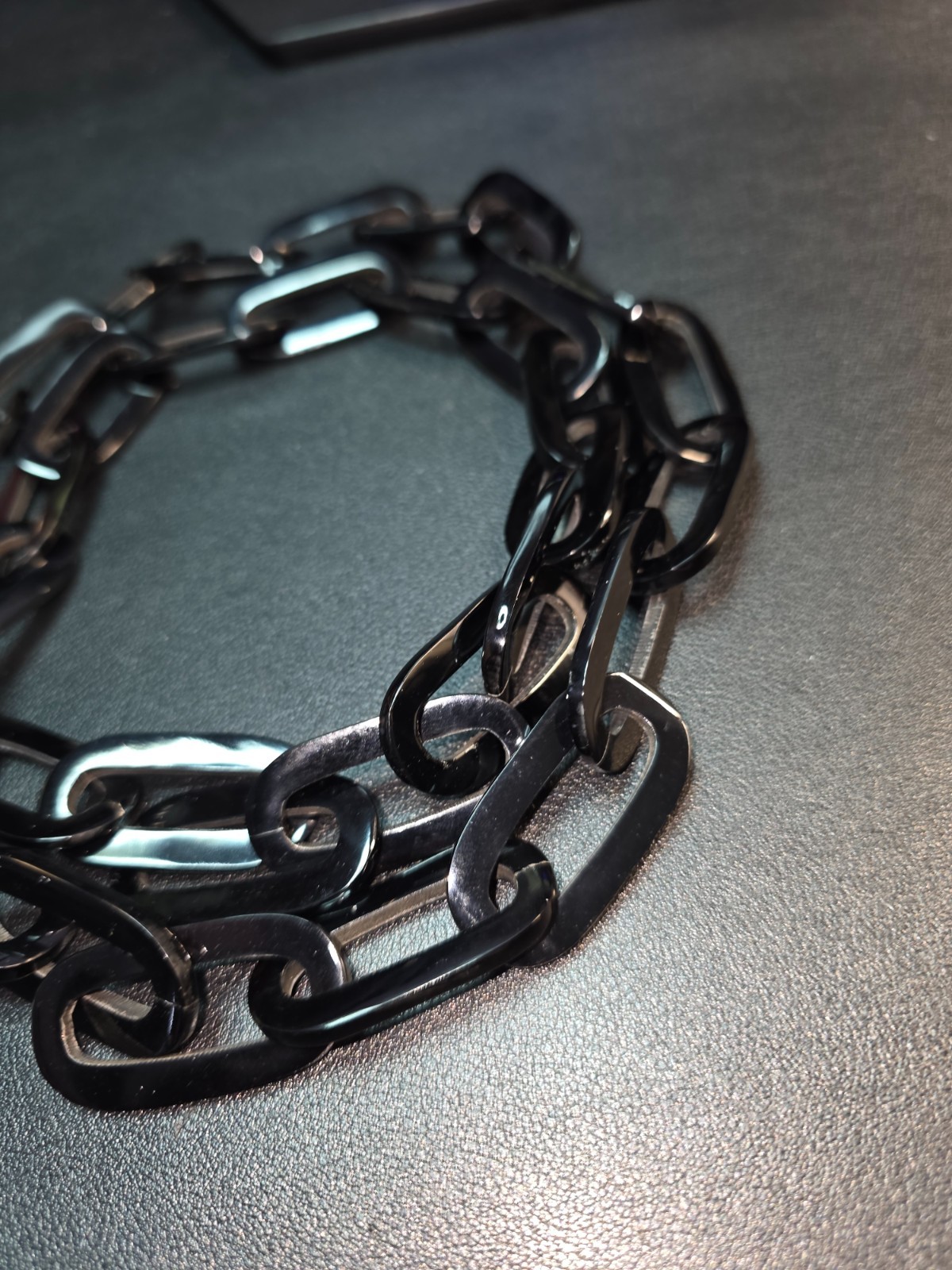 NEST Natural Buffalo Rectangle Black Horn Chain Link Necklace 19 inch