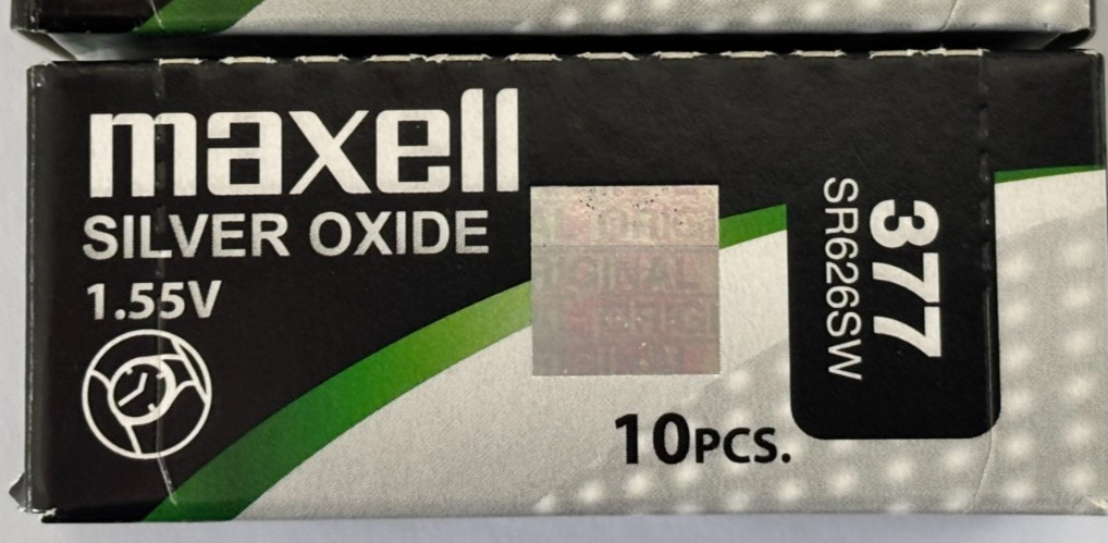 MAXELL – 377 – SR626SW Coin Cell Watch Battery 1.55V Silver Oxide *EXP 08/2030*