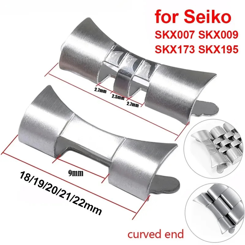 Stainless Steel Watch Band Adapter Curved End Connector 18mm 20mm 22mm