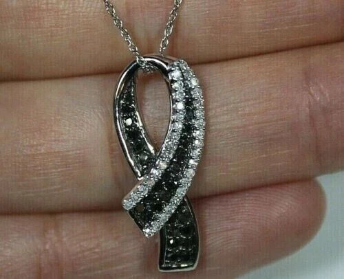 2Ct Round Cut Lab Created Diamond Ribbon Pendant 14K White Gold Finish