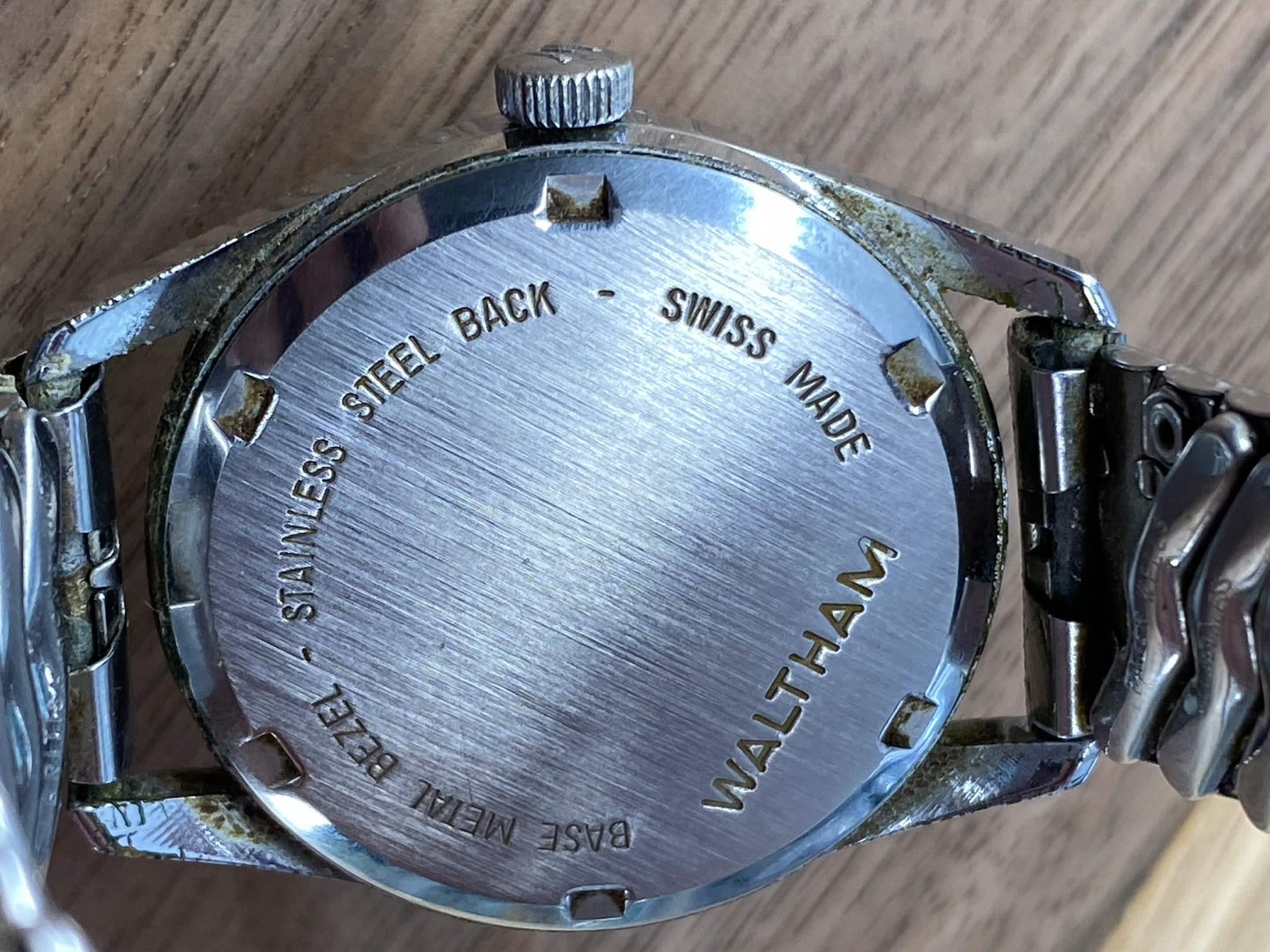 Vintage Waltham Swiss Mech. Watch Matte Black Dial Orange Racing Accent BOX