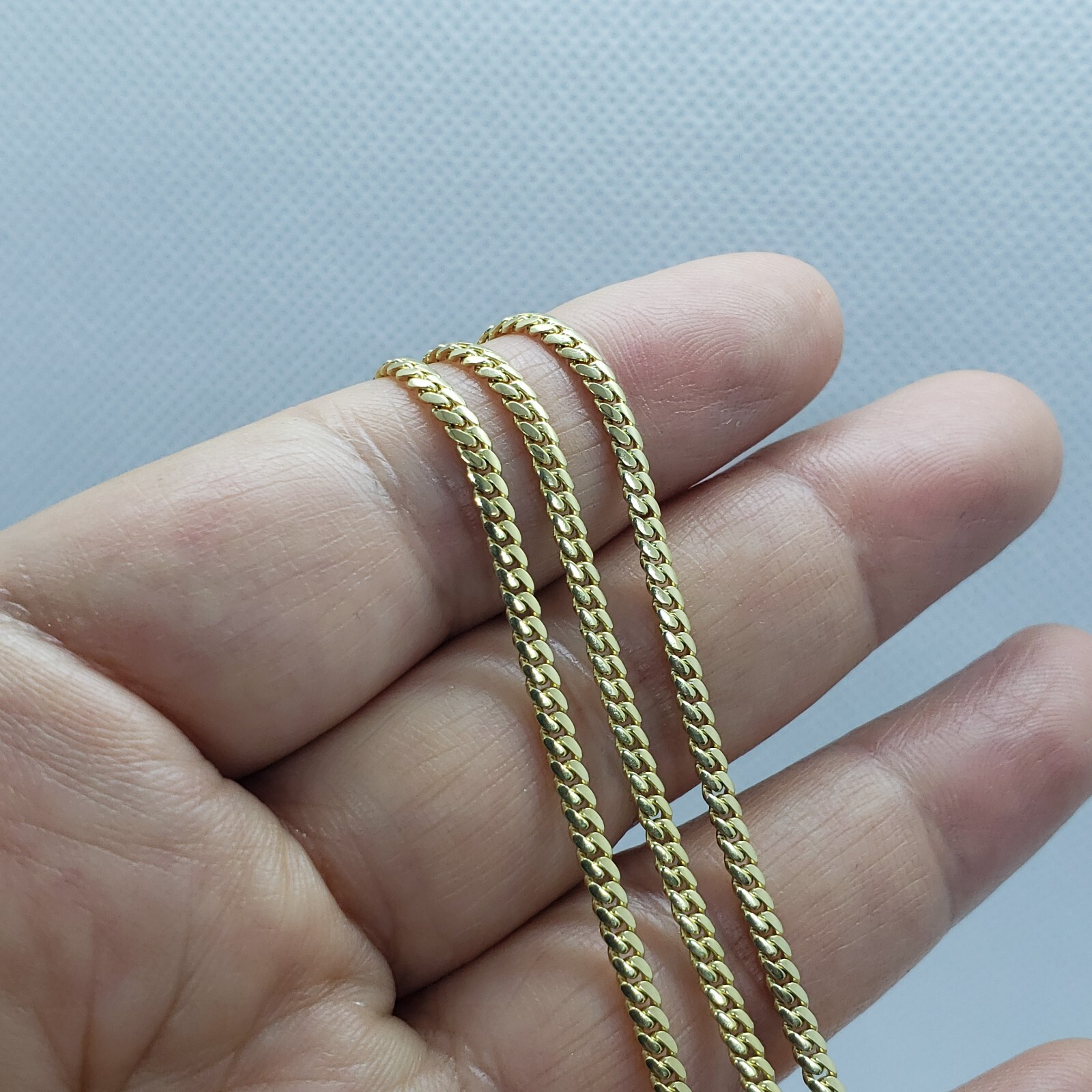 10K Solid Yellow Gold Miami Cuban Link Chain Necklace Width 2.5mm Size 18″~30″