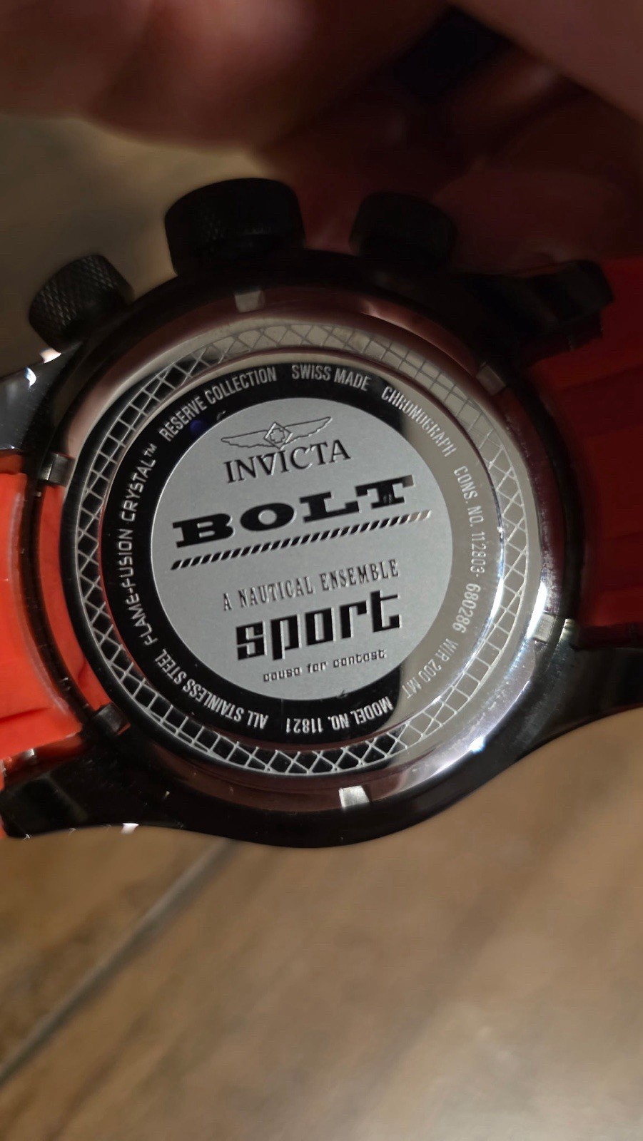 Invicta Reserve Bolt Sport Men’s Quartz Chronograph 200m 52mm Red Dial Red Strap