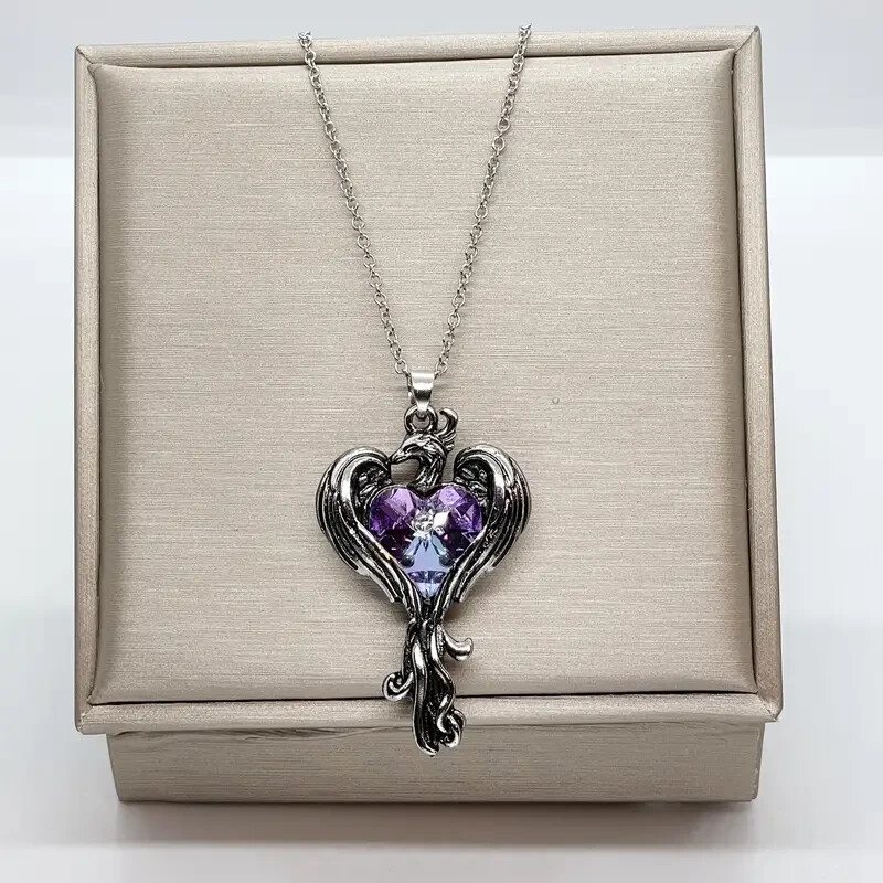 Rainbow Mystical Fire Topaz 925 Sterling Silver Charms Phoenix Pendant Necklace