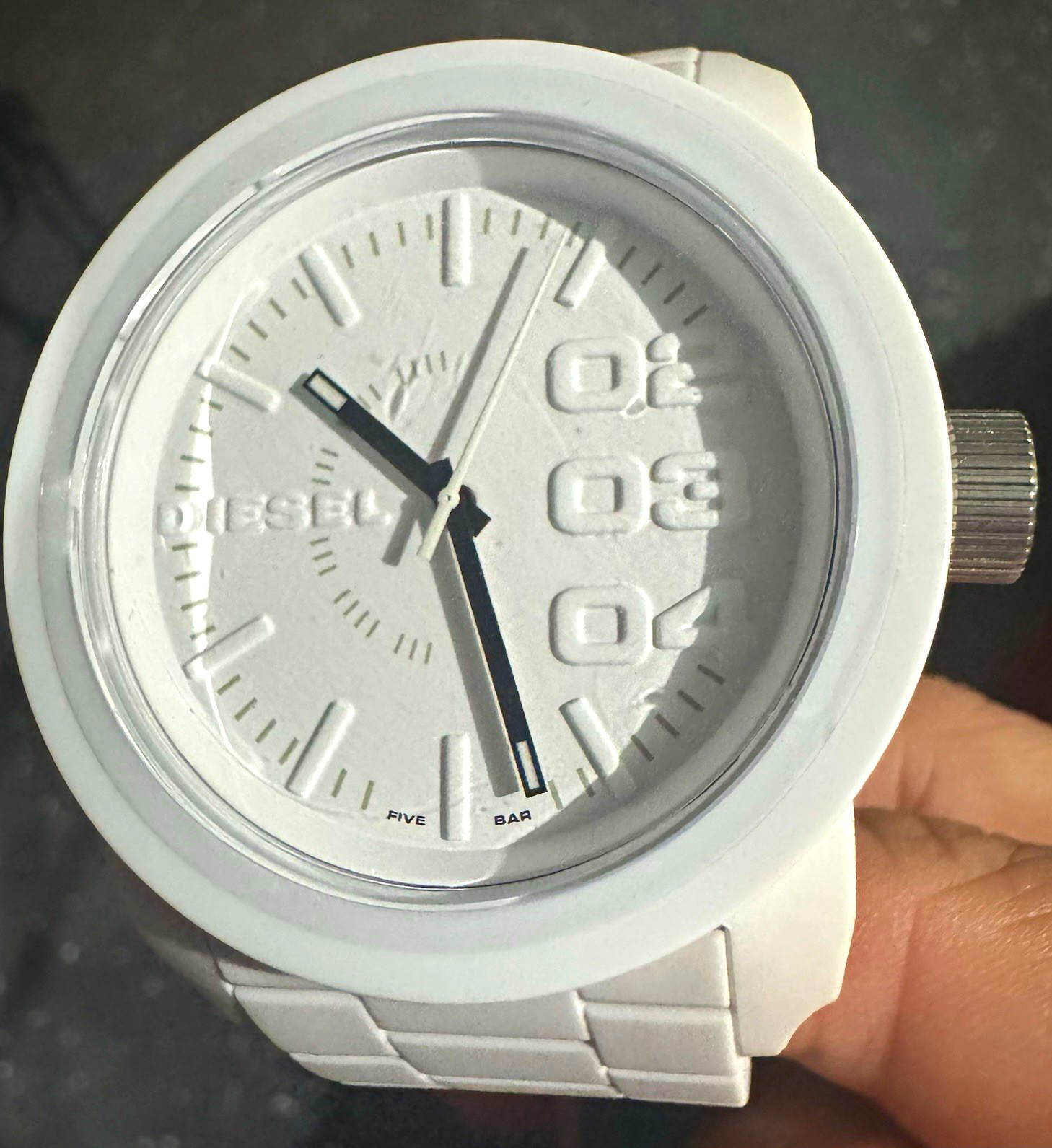 Diesel Only The Brave Quartz 50m White Dial/Case White Rubber Strap