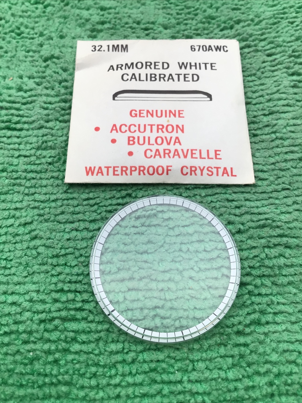 Genuine Bulova Accutron Part # 670AWC, 32.1 mm Watch Crystal Calibrated