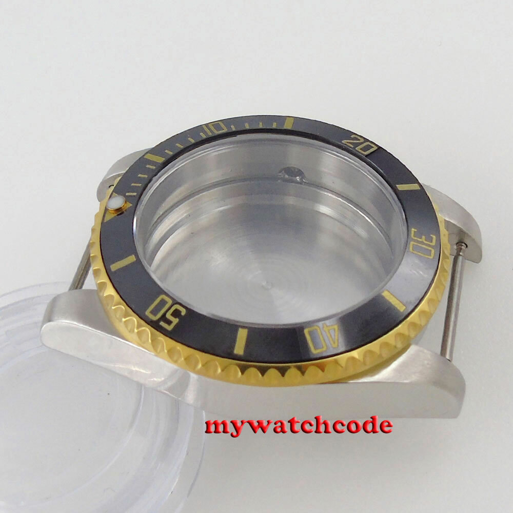 Two Tone 40mm Ceramic Bezel Sapphire Glass Watch Case fit NH35 NH36 2824 8215