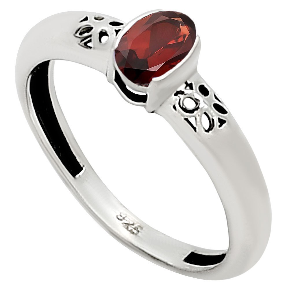 Hessonite Garnet – Madagascar 925 Sterling Silver Ring s.8 Jewelry R-1730