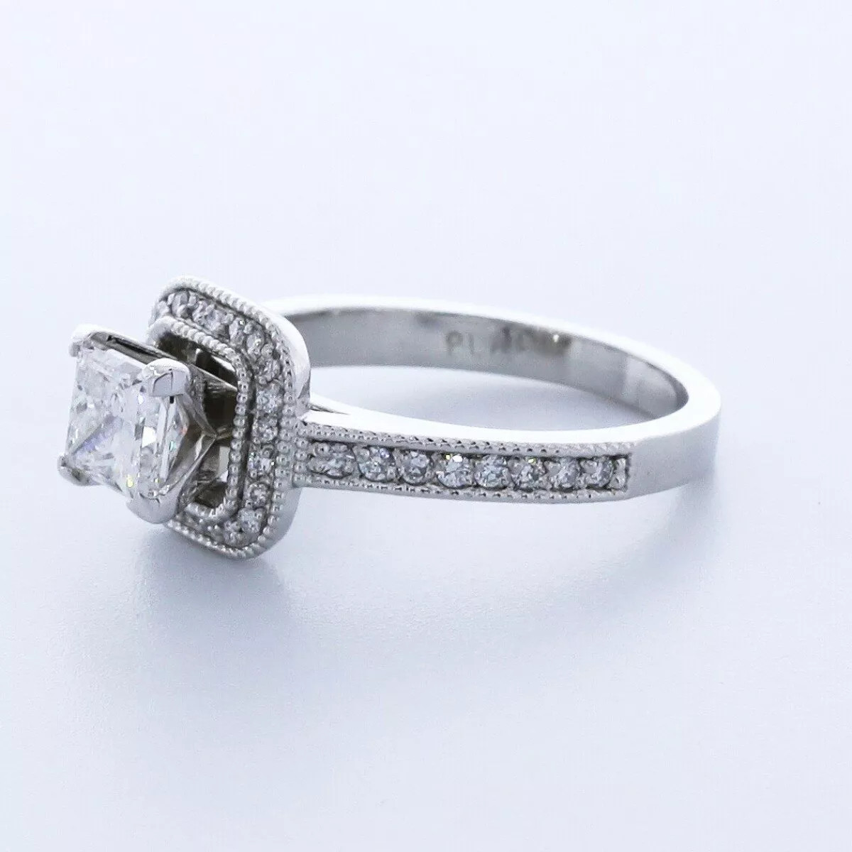 Engagement Ring Halo Platinum 1.60 Carat Princess Lab-Grown Diamond G VS1