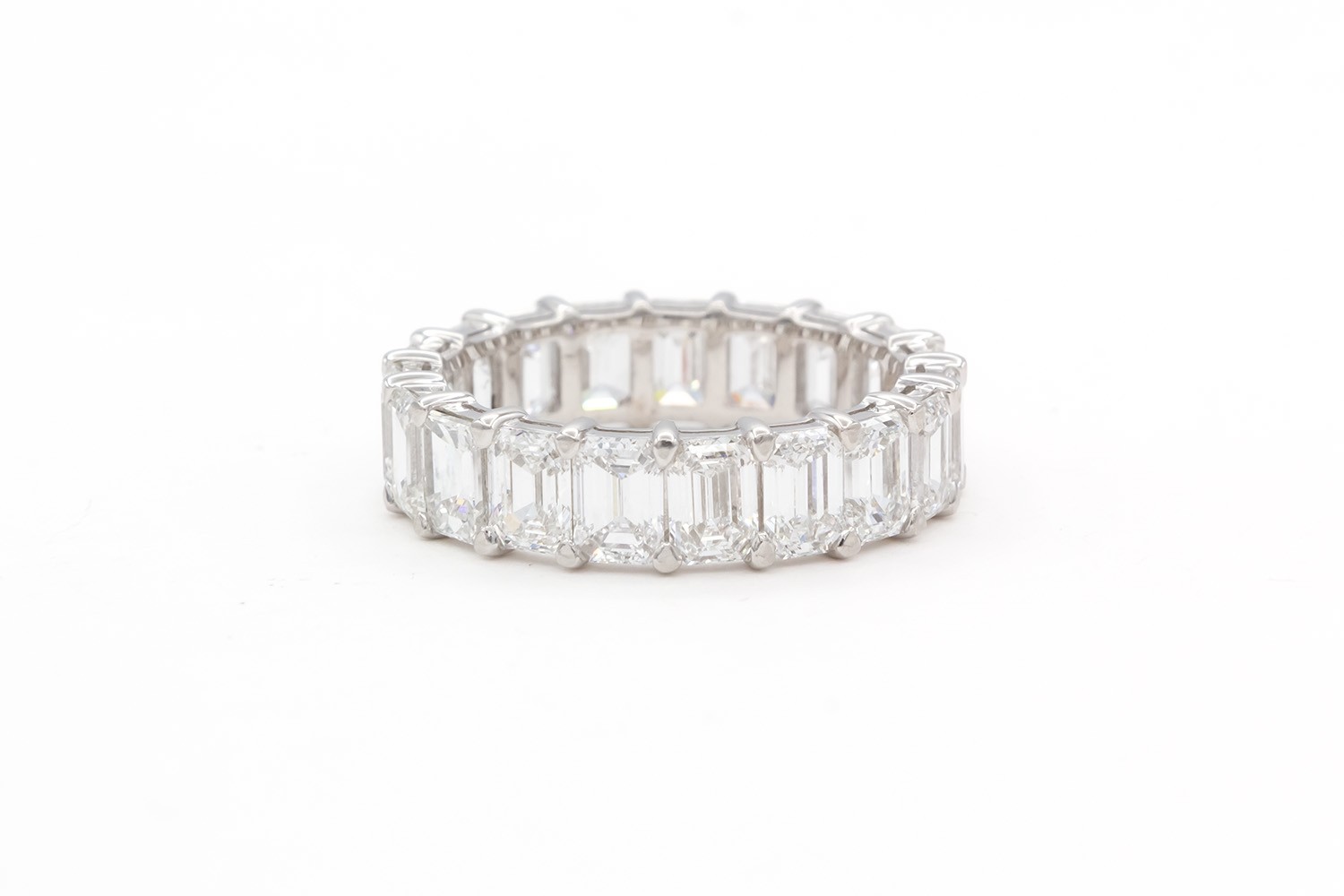 GIA Certified Emerald Cut Diamond Eternity Band 7.71ctw D-F/IF-VS 14k White Gold