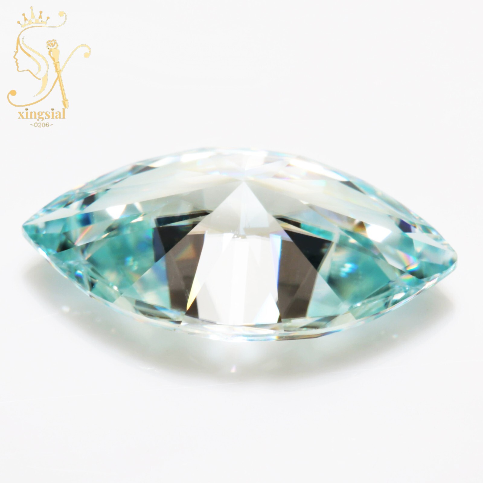 Real Moissanite Loose Stone Cyan Blue Color Marquise Cut VVS1 DIY Ring Gemstones