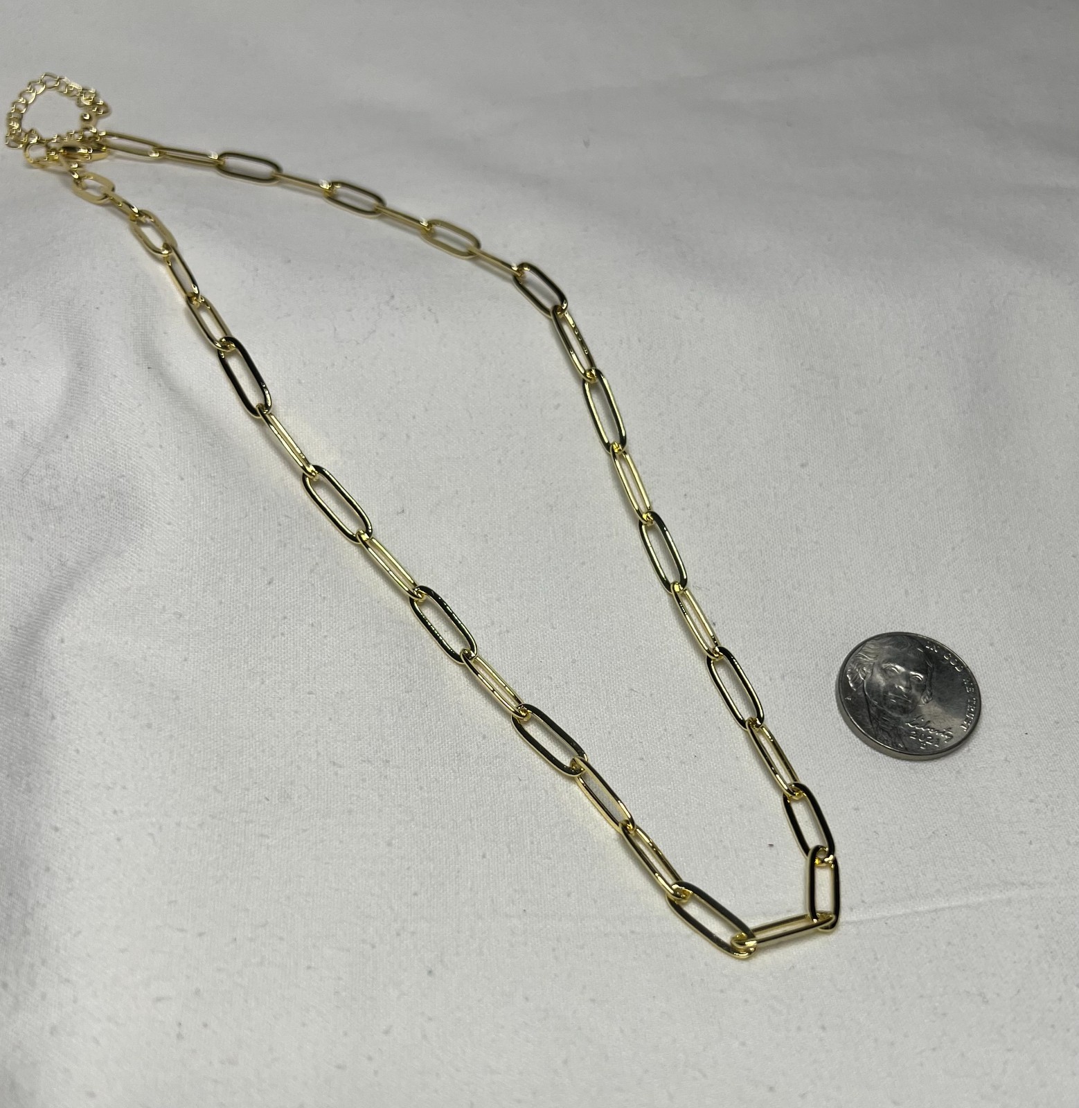 17″ 14K Gold‑Filled Paperclip Chain Necklace w/ 2″ Extender – 3.5mm Width