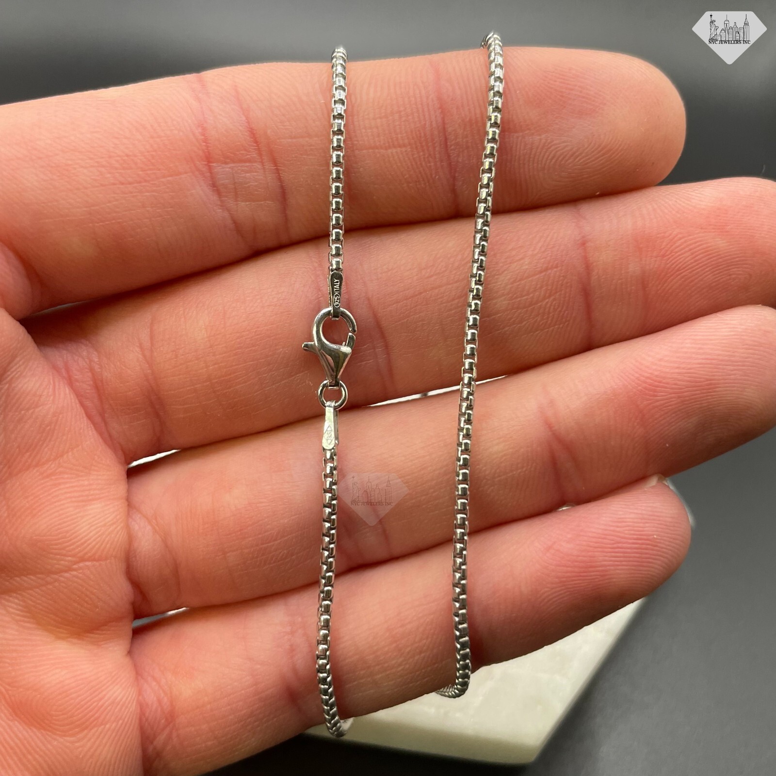 Italian Solid Sterling Silver Roundbox Chain Necklace 925 Silver Chain UNISEX