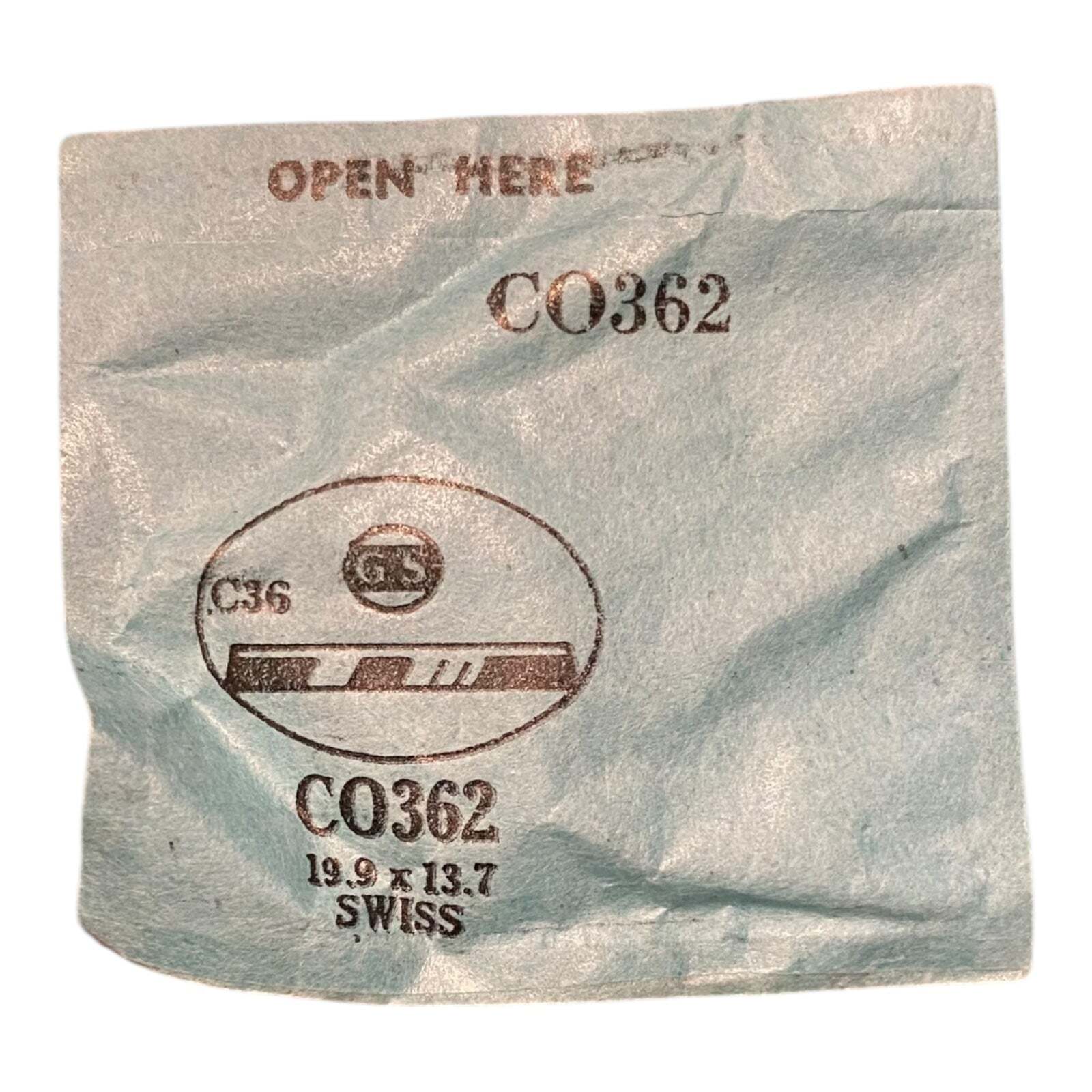 Germanow-Simon Mach (GS) CO362 Watch Crystal 19.9×13.7 NOS Part Flexo Swiss