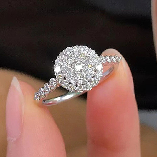 2.34 CTW Round Cut Hidden Halo Wedding Engagement Ring 14k White Gold Plated