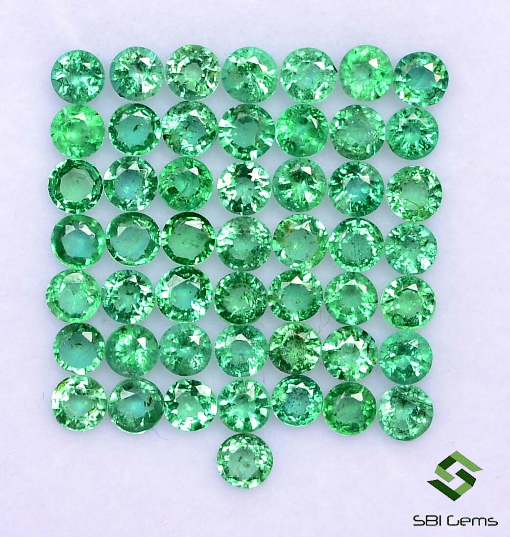Natural Emerald Round Cut 2.50 mm Lot 50 Pcs Calibrated Faceted Loose Gemstones