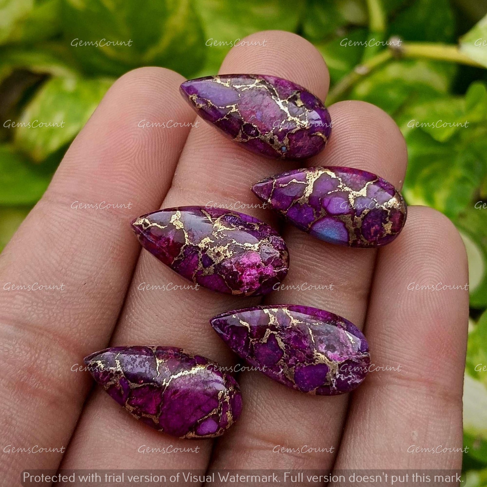 Natural Purple Copper Turquoise Long Pear Loose Cabochon Gemstone 5x10mm-15x30mm