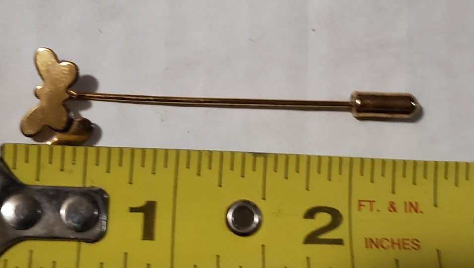 Vintage? Gold Tone Stick Pin Two Butterflies Butterfly Bees Outline Boho Cottage