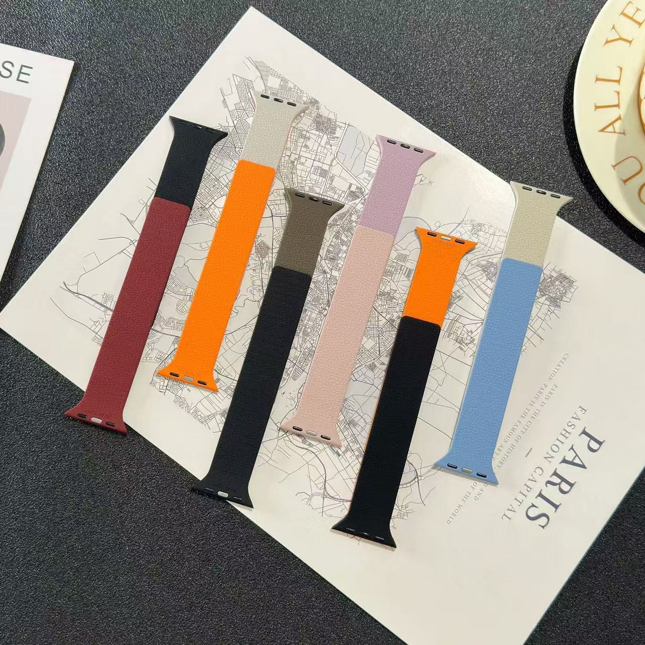 Suitable for Apple Watch S1-11/Ultra/SE – Litchi Pattern Magnetic Silicone Strap