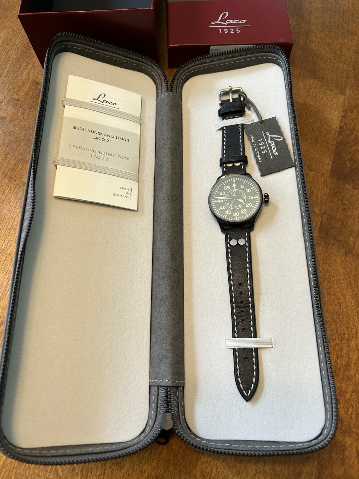 Laco Bielefeld Automatic Pilot watch PVD NWT 861992