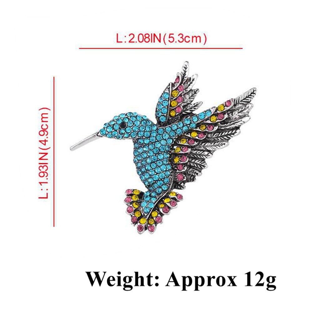 Shiny Rhinestone Bird Brooch Pin Women Men Hummingbird Animal Elegant Brooches