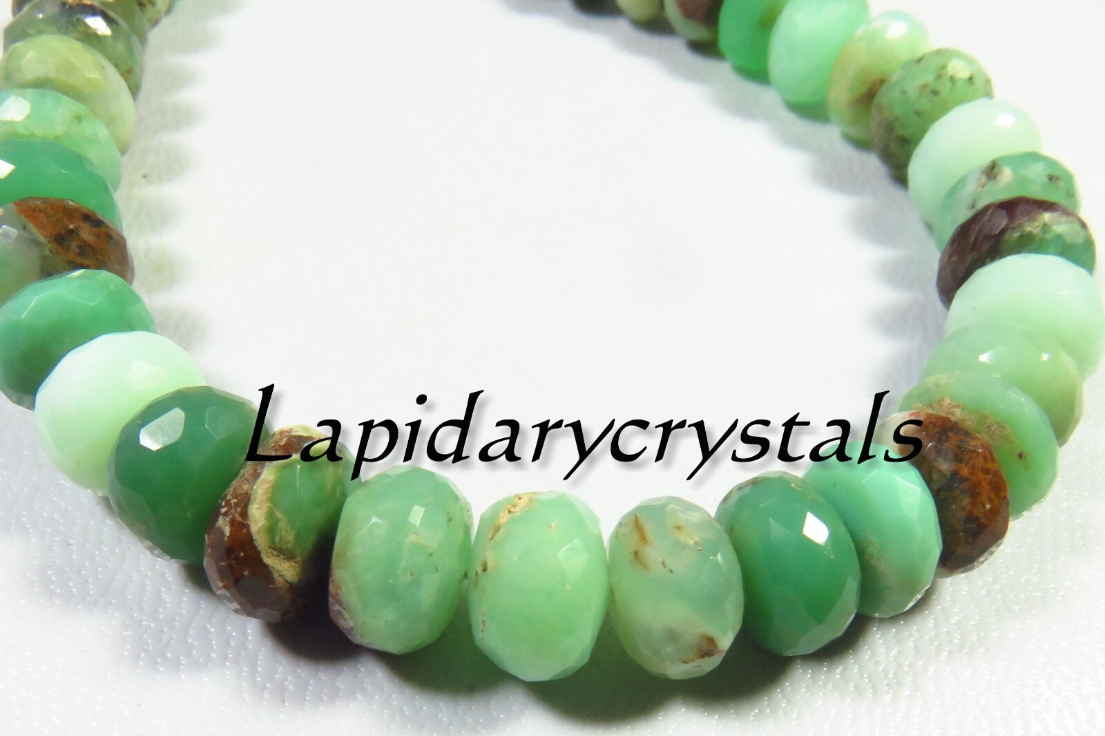 Natural Green Opal Rondelle Faceted Gems Beads 8-8.5 mm 8″Strand DIY Use LC-816