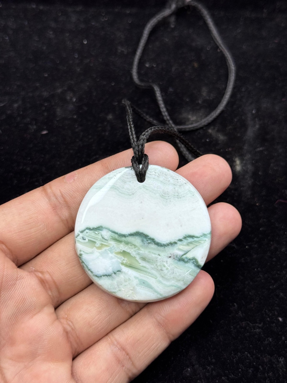 Natural Saturn Chalcedony Pendant Handmade Unique Thread Pendant Daily Wear