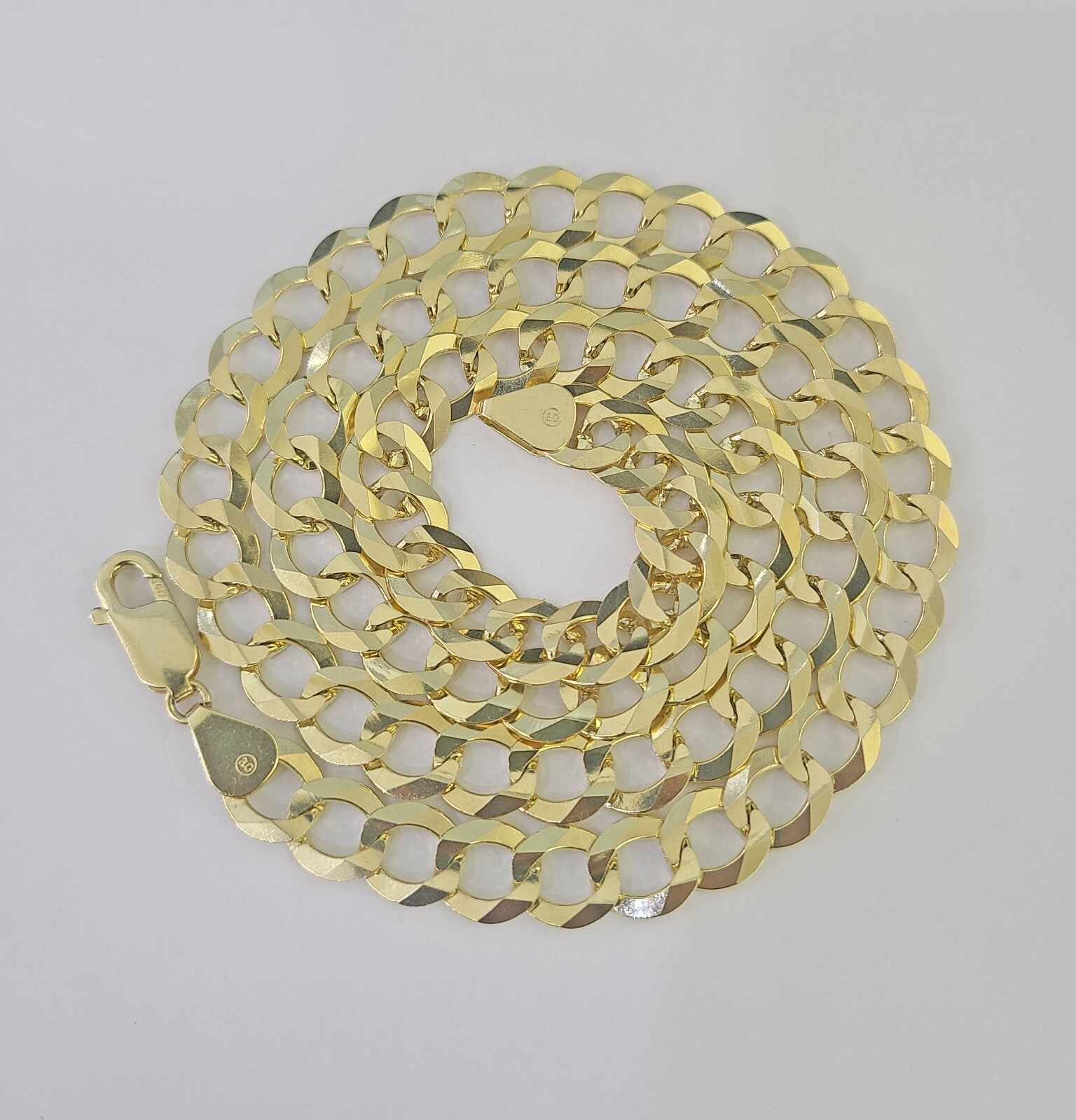 10k Solid Cuban Curb Link Necklace Chain Yellow Gold 8mm 9mm 10mm 20″-30″