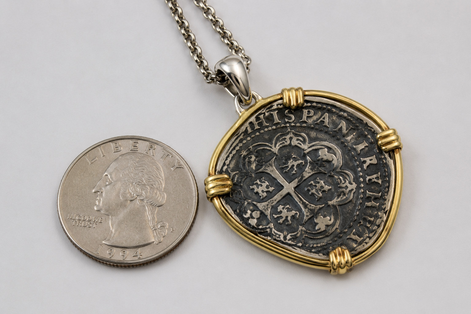 Colonial Pirate Cob Coin Pendant – Atocha Style 925 solid Sterling Silver 52mm