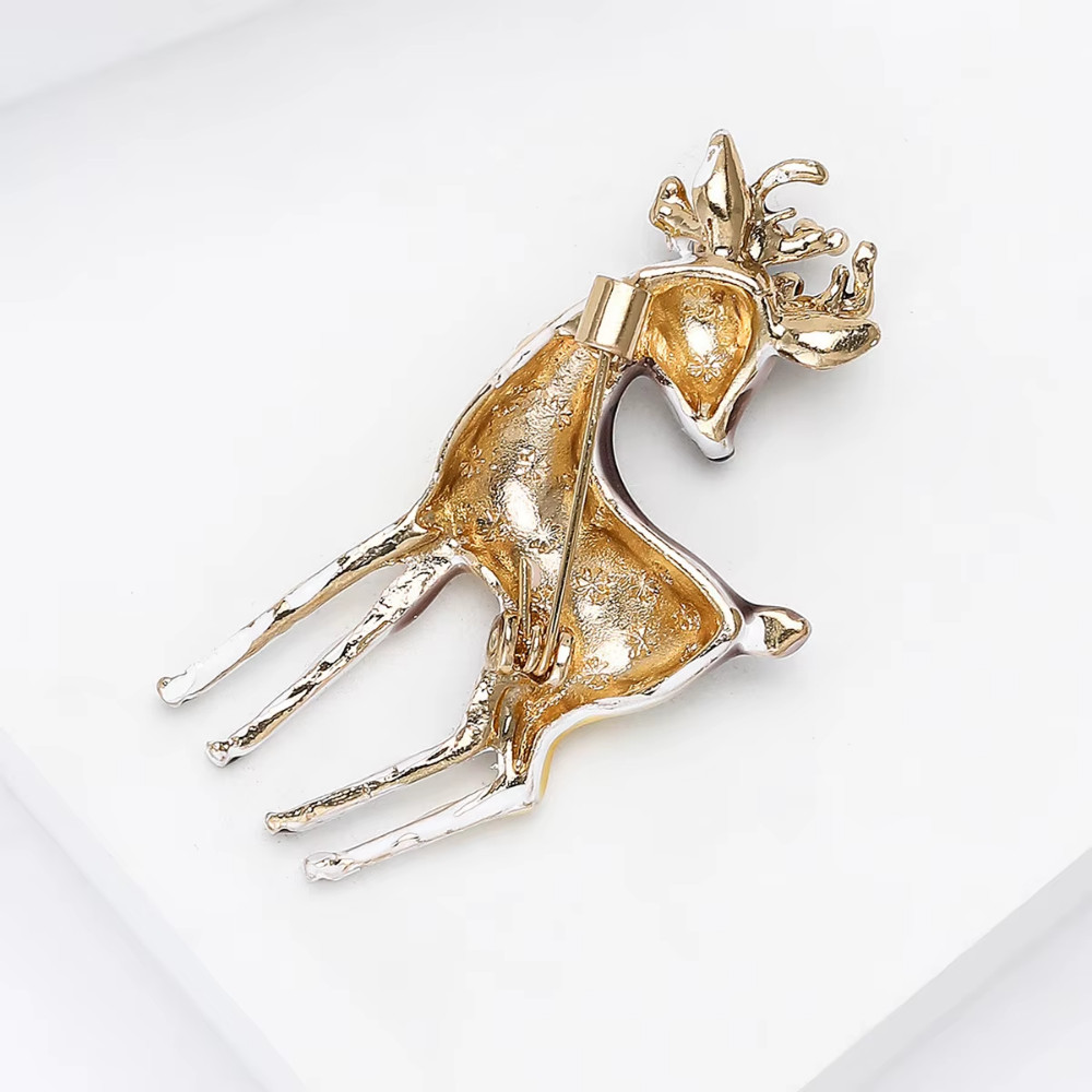 Luxury Reindeer Brooch Pin – Enamel Christmas Holiday Jewelry Gift for Women